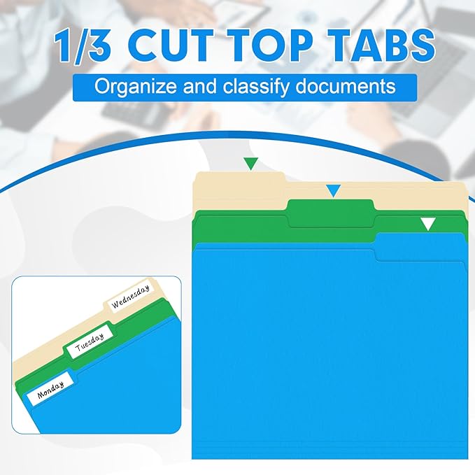 File Folder, HERKKA 120 Pack 1/3 Cut Tab File Folders, Colored File Folders - Image 3