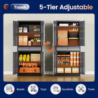 yizosh metal garage storage cabinet with locking doors showing dimensions