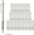 deegtran Pens Bulk, 50 Pack No Bleed White Barrel Black Ink Click Pens by DEEGTRANPENS
