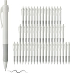 deegtran Pens Bulk, 50 Pack No Bleed White Barrel Black Ink Click Pens by DEEGTRANPENS