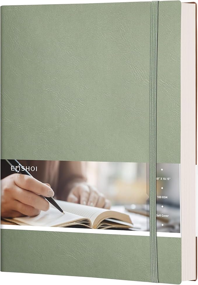 EMSHOI Dotted Journal Bullet Notebook, B5 Large Softcover Leather Journal by EMSHOI