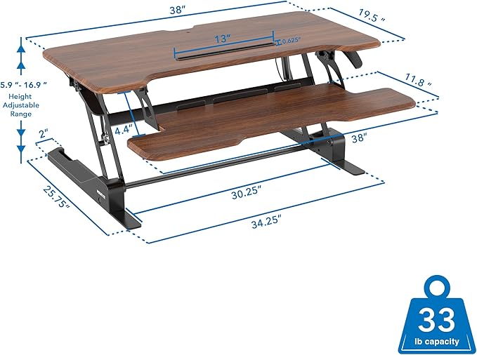 Mount-It! 38 Inch Standing Desk Converter, Sit Stand Desk Riser - Image 3