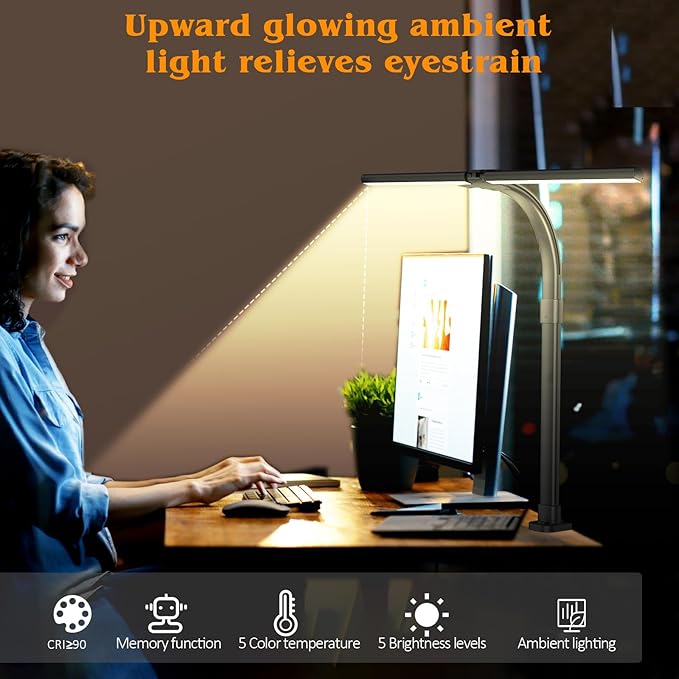 AKRRYR Led Desk Lamp for Home Office, 24W Bright Eye-Caring Desk Light - Image 7