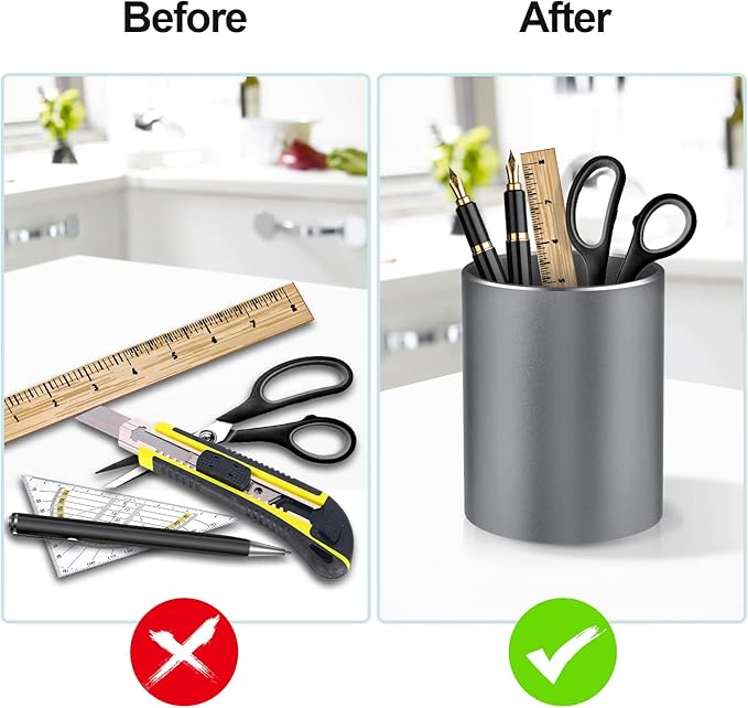Dopaka Pen Holder for Desk, Pencil cup Pen Organizer for Desk Metal Pencil - Image 5