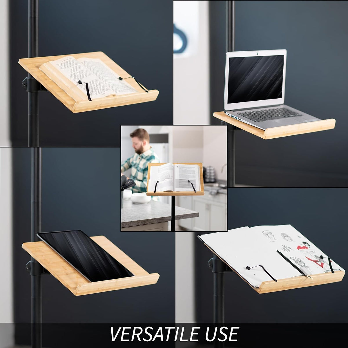 VIVO Mobile 16 inch Mobile Podium Reading Stand, Portable Rolling Book Holder...