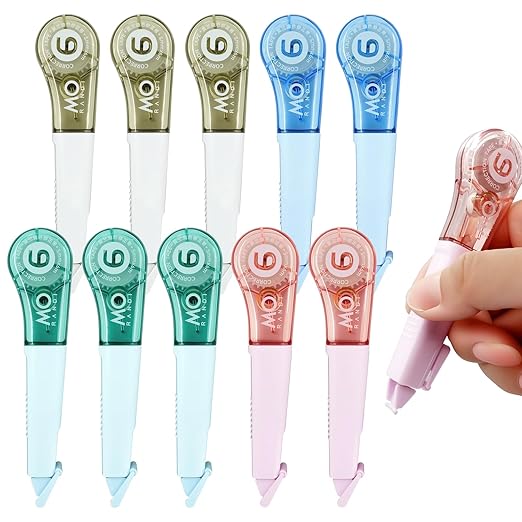 EQUNROY 10 Pcs Correction Tape for Instant Error Fixing, Easy-to-Use Pen-Style by Unknown