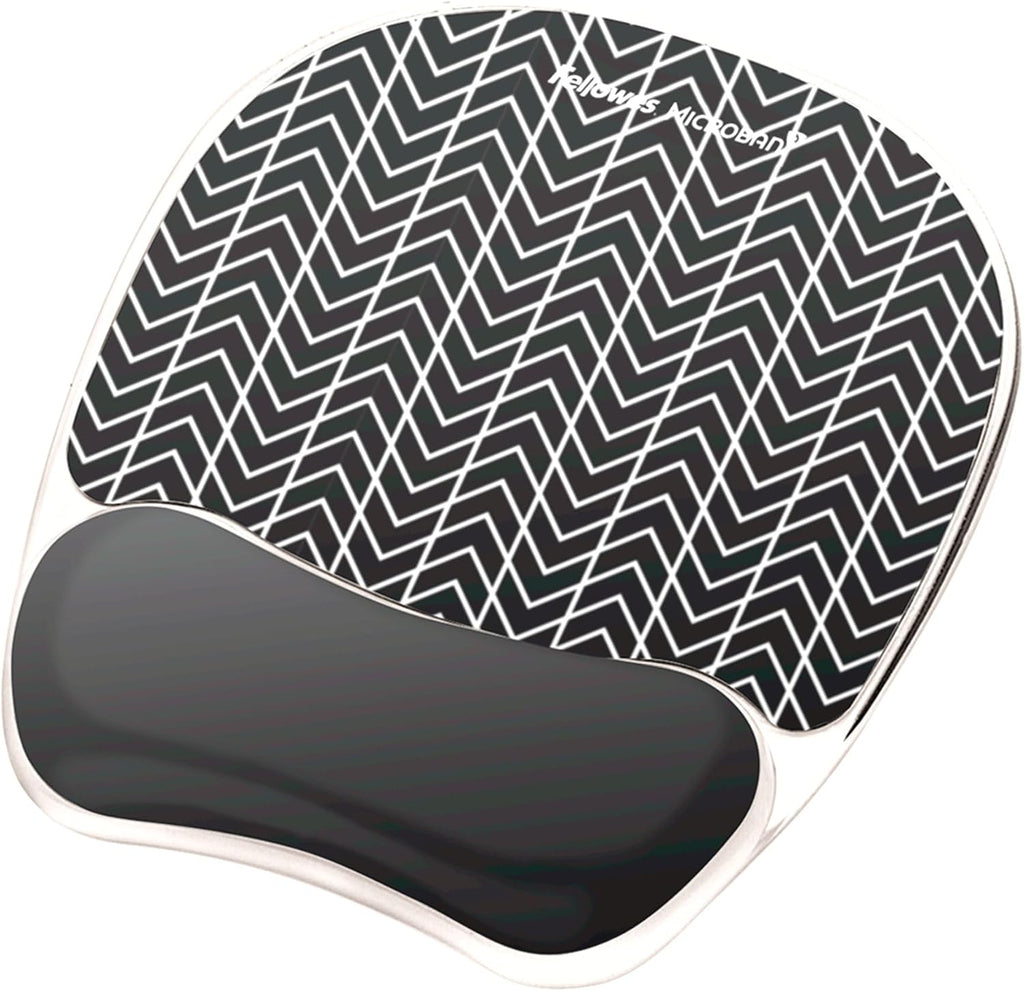 Fellowes Photo Gel Mouse Pad Wrist Rest with MICROBAN - Black Chevron (9549901) (Pack of 4)