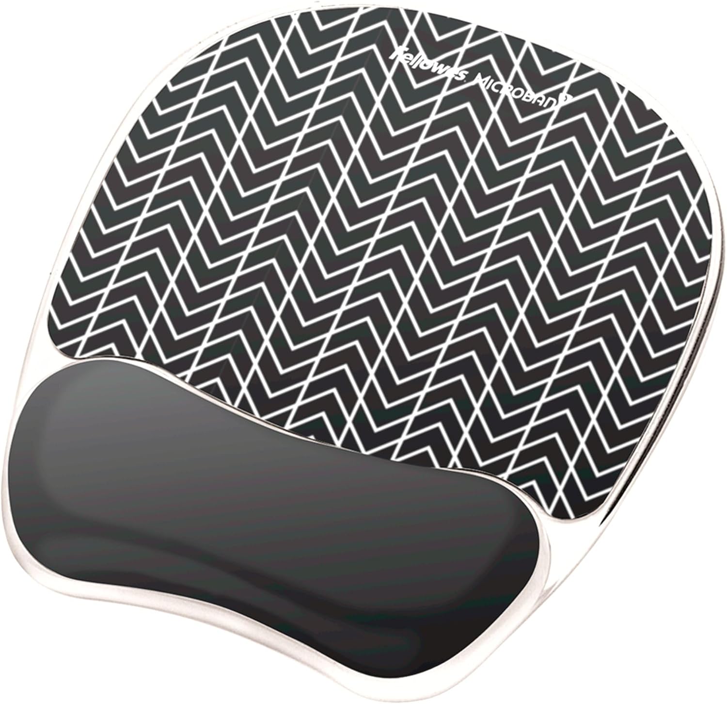 Fellowes Photo Gel Mouse Pad Wrist Rest with MICROBAN - Black Chevron (9549901) (Pack of 4)