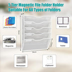 LQPAFZ 5-Tier Magnetic File Organizer, No Drilling Installation, Magazine Rack - Image 3