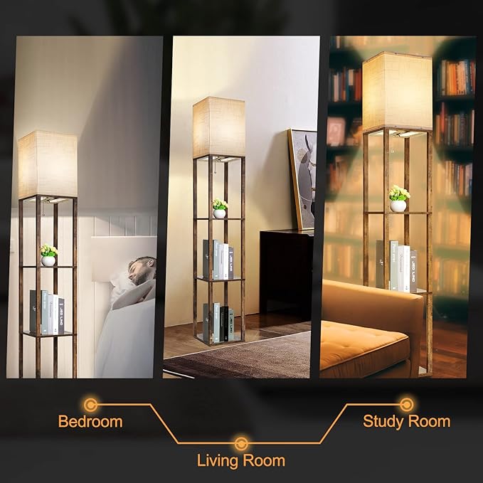 RUNTOP Floor Lamp with Shelves, Modern Shelf Lamp - Image 8