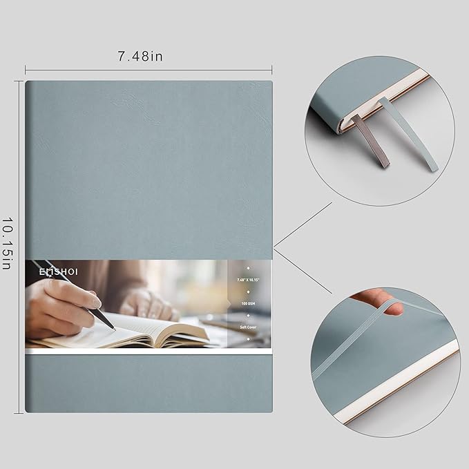 EMSHOI Dotted Journal Bullet Notebook, B5 Large Softcover Leather Journal - Image 3