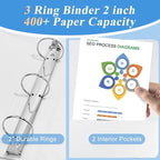 CIXILDTS 2" 3 Ring Binder, Standard 2-inch Round Ring Binder Fit Letter Size - Image 4