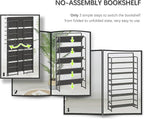 4NM No Assembly Extra Wide 5 Tiers Folding Bookshelf Storage Shelves Vintage - Image 7