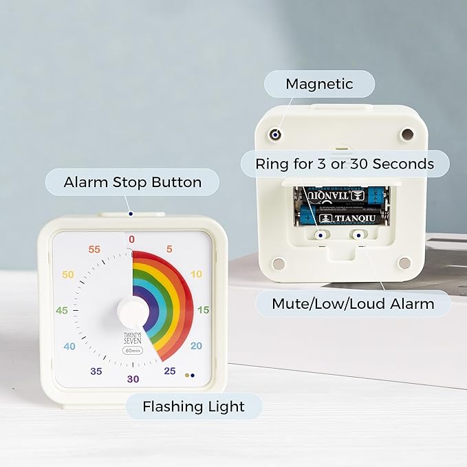 TWENTY5 SEVEN Countdown Timer, 60 Minute 1 Hour Silent Visual Timer, Magnetic - Image 3