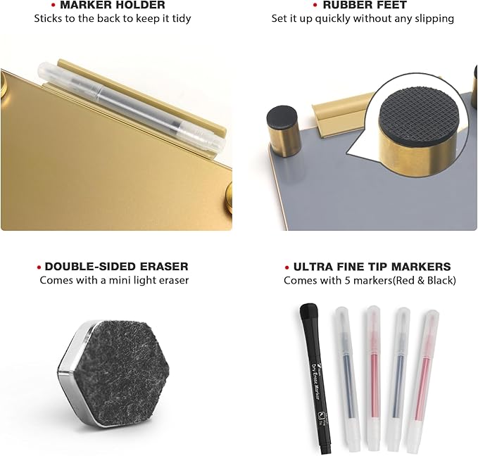 Gold Metallic Glossy Mirror Small White Board - Image 5