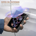 BWEGRHE Slim Credit Card Holder, Shackle Skull RFID Blocking Metal Wallet - Image 3