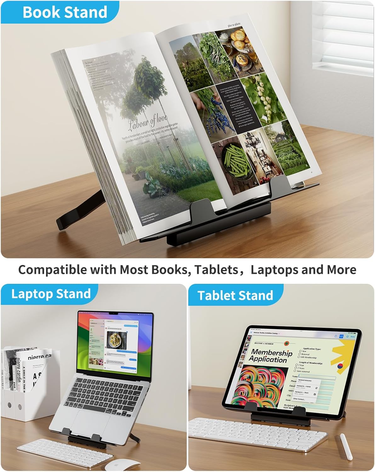 Laptop Table with LED Desk Light, SAIJI Laptop Stand for Bed