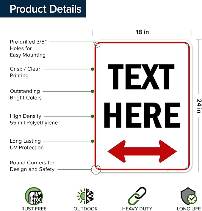 Custom Arrow, Custom Directional Sign, Two Way Arrow, 18x24 Inches, 55 mil - Image 6