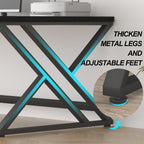 lvb 78.7" black computer desk, large industrial pc showing dimensions