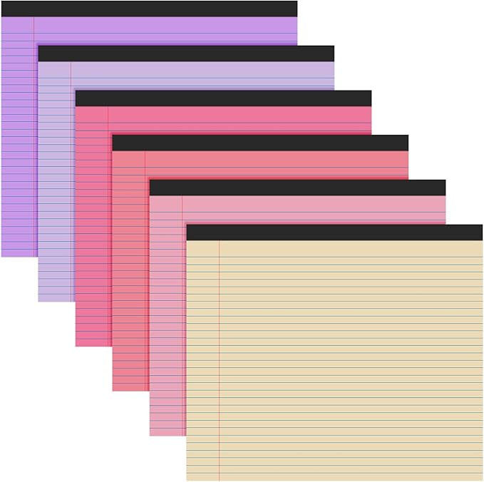 Lincia 6 Pcs 11" x 9.5" Legal Pads College Ruled Notepad Landscape Notebook by Lincia