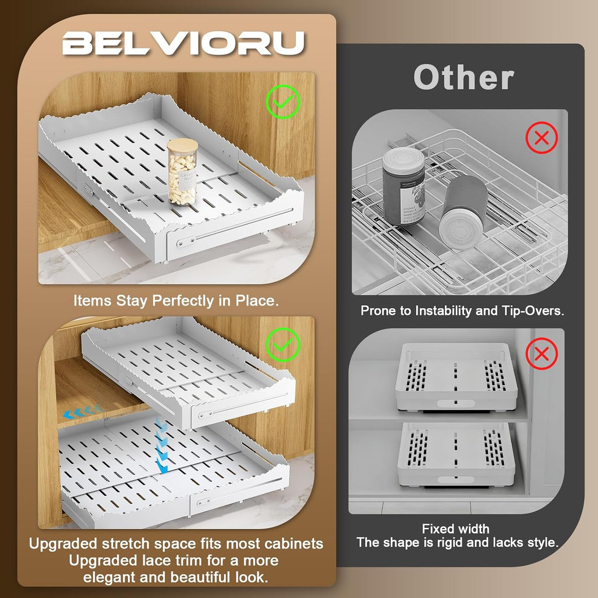 Pull Out Drawers for Cabinets, Expandable Pull Out Cabinet Organizer 11-18&qu...