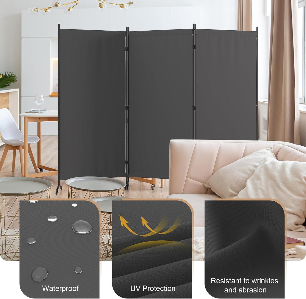 3 panel room divider 6 ft folding screen, package contents