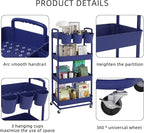 JIUYOTREE 4-Tier Plastic Rolling Storage Cart Utility Cart - Image 7