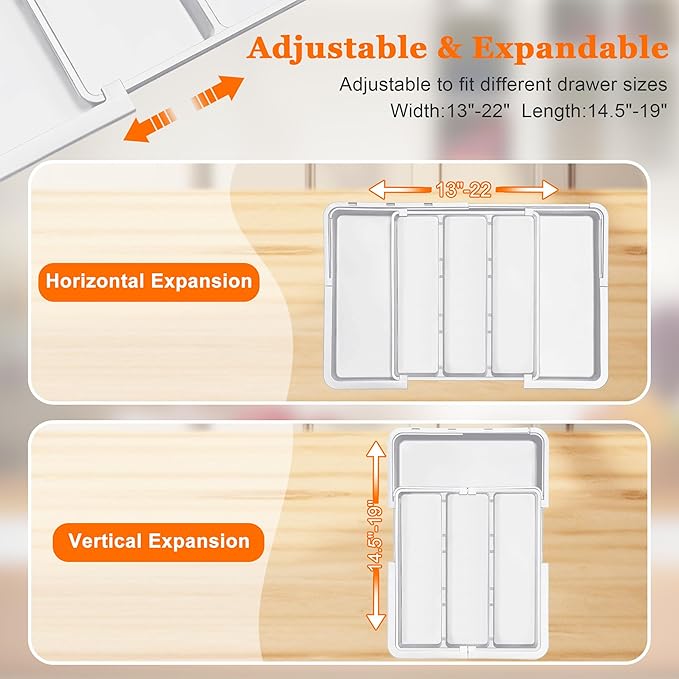 Spaclear Large Utensil Drawer Organizer Expandable Silverware Organizer - Image 5