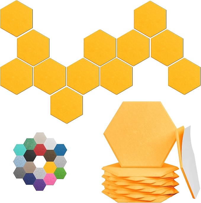 Hexagonal Acoustic Panels-12 Pack High-Density Sound Absorbing Panels by UNECHOACOUSTIC