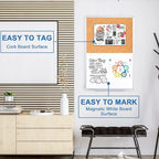 Magnetic White Board and Cork Board Combo, 36 X 24 inches Whiteboard Bulletin - Image 6