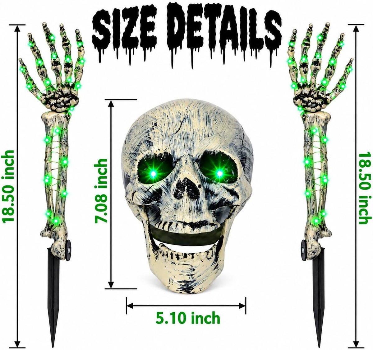 FLYSNK Lighted Halloween Skeleton Groundbreaker Decorations Outdoor, Spooky S...