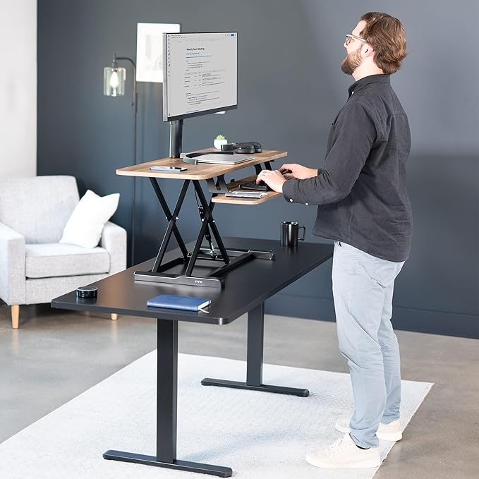 VIVO 42 inch Desk Converter, K Series, Height Adjustable Sit to Stand Riser - Image 9