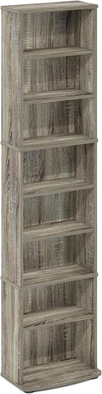 Furinno Jaya DVD Shelf, 8-Tier Tall Narrow CD Rack, Media Shelf - Image 5