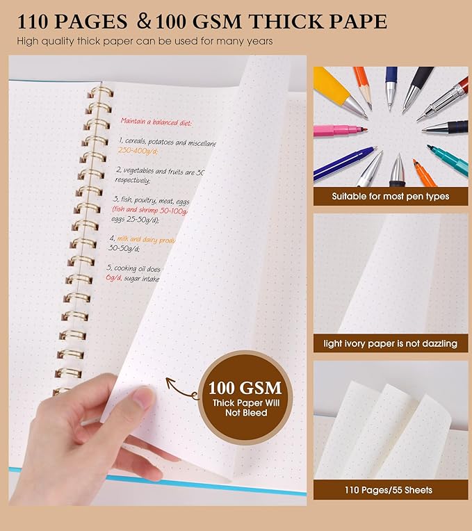 UEBZFOCS Dotted Notebook, Spiral Notebook Journal 8.5” x 11”, A4 Large Dot Grid - Image 4
