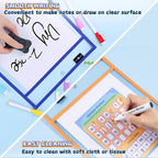 HTVRONT Oversized Dry Erase Pockets 10" x14", 30 Pack, for Classrooms | Back to School Supplies, Reusable Clear Sleeves with Rings, Plastic Sheet Protectors for Shops, Ticket Holders, Home & Office