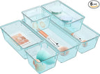 WOWBOX 6 Pack Clear Drawer Organizer Set, Acrylic Drawer Storage Trays by WOWBOX