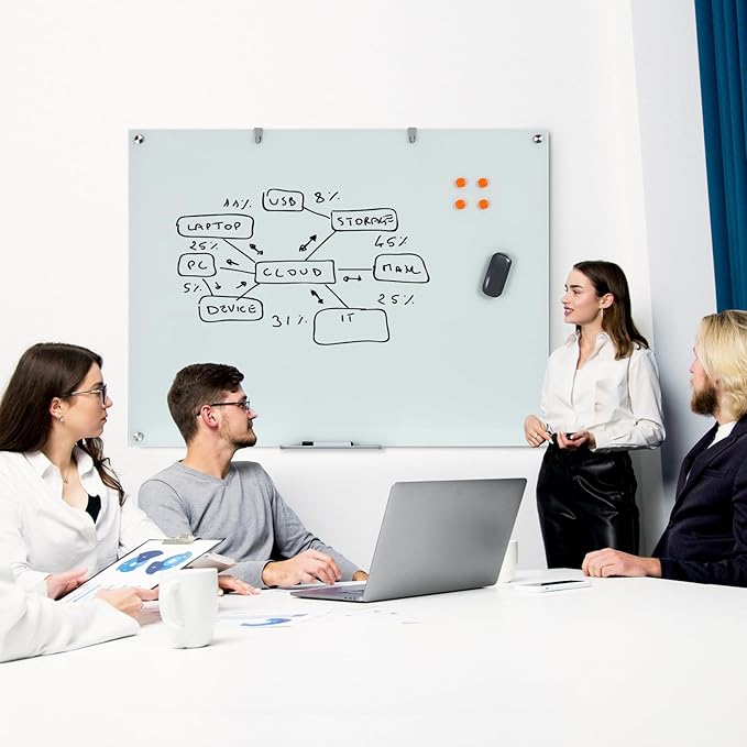 Glass Dry Erase Board, 48 x 36 Inches Magnetic Glass Whiteboard - Image 7