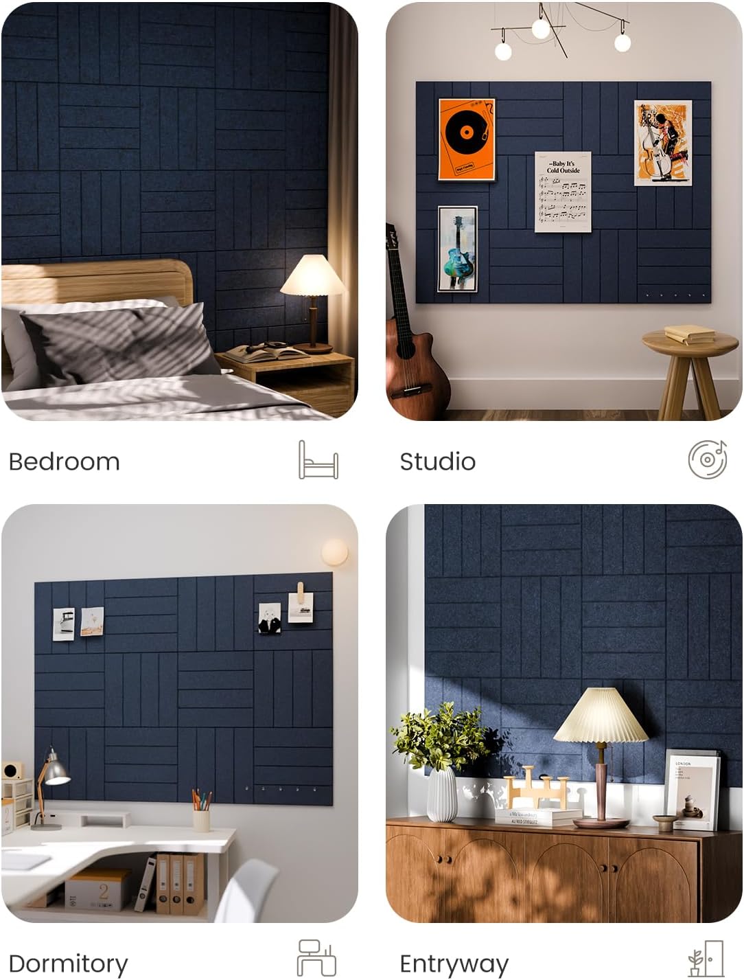 Fluxynara Felt Bulletin Board & Cork Board Alternative 48'' x 36&...