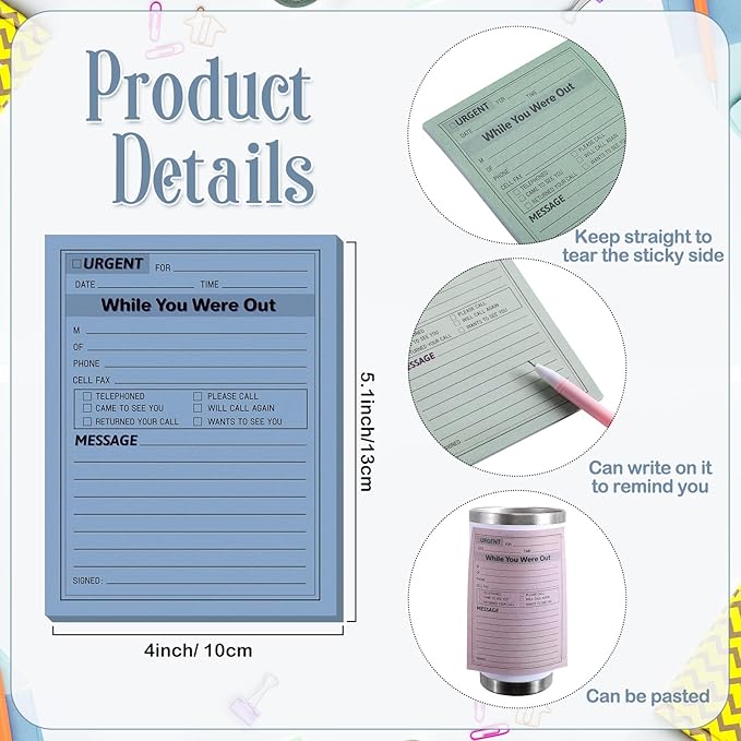 Eaasty 9 Pieces While You were Out Pads 4 x 5 Inches Assorted Colors Sticky - Image 2