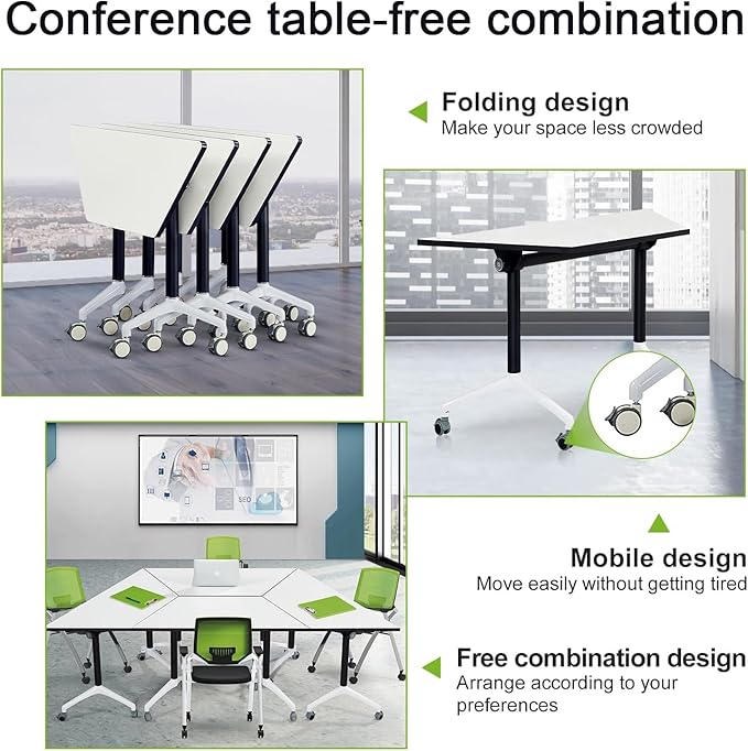 Foldable Conference Room Tables, Flip Top Mobile Training Table, Modern Meeting - Image 4