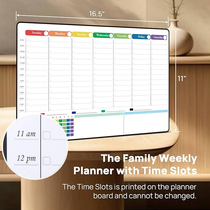 POPRUN Dry Erase Board Weekly Calendar Whiteboard - Image 3