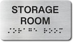 Storage Room Signs with Raised Text & Grade 2 Braille, Brushed Aluminum/Silver by EliteSign