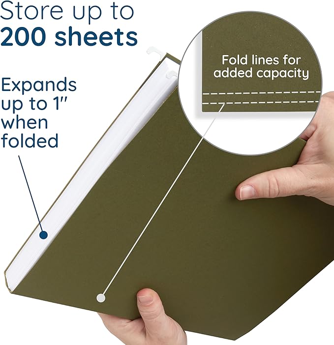 Blue Summit Supplies 25 Hanging File Folders, Reinforced Hanging Folders - Image 3