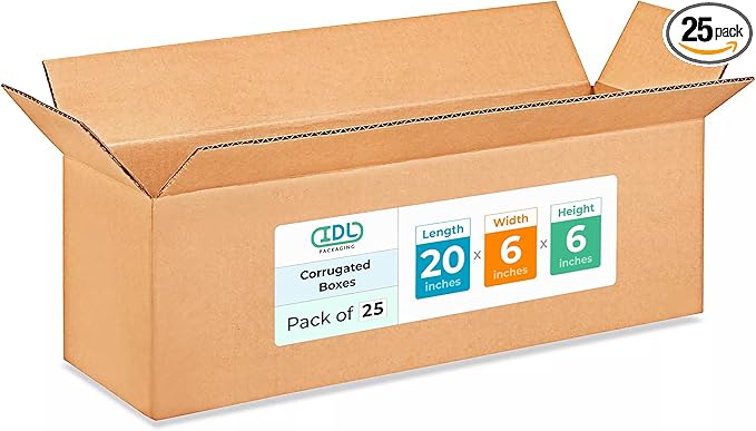 Long Shipping & Moving Boxes 20"L x 6"W x 6"H by IDLPackaging