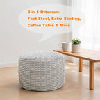 asuprui round ottoman pouf foot stool, light gray, view 9