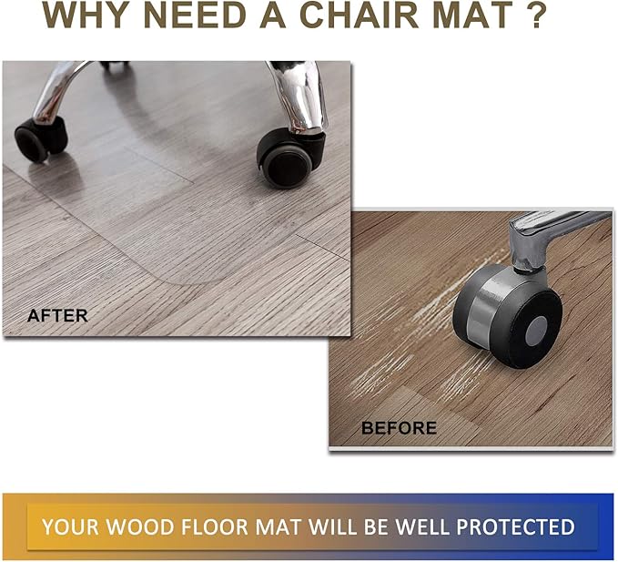 Office Chair Mat for Hardwood Floor, 48”x 36” Clear Floor Protector Mat for - Image 2