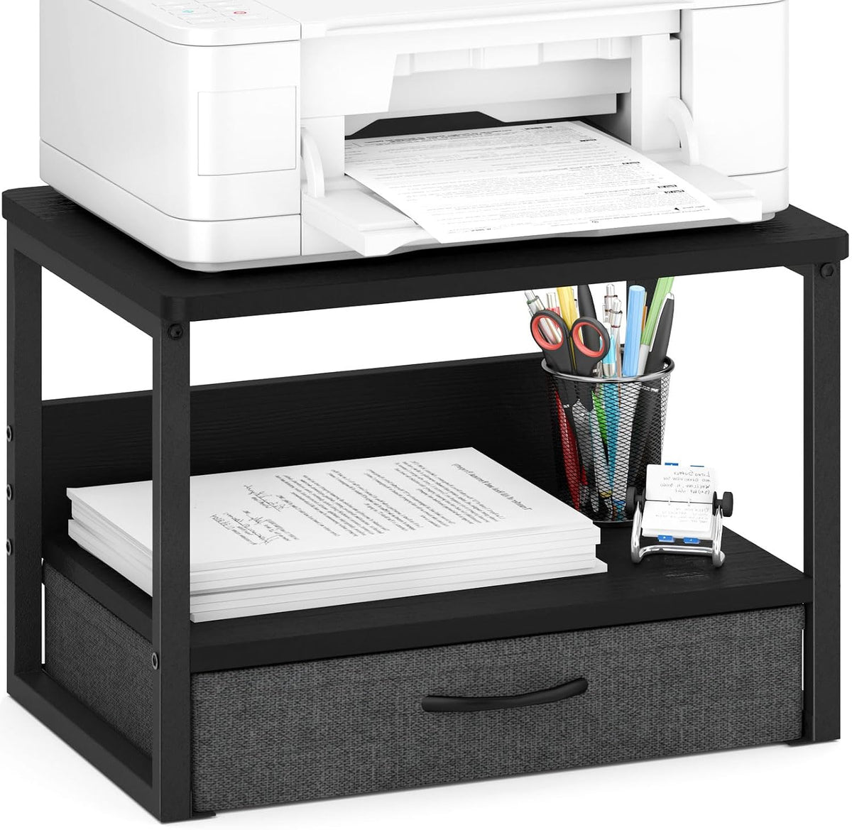 MARTY Desktop Printer Stand with Storage Drawer, Printer Riser for Desk