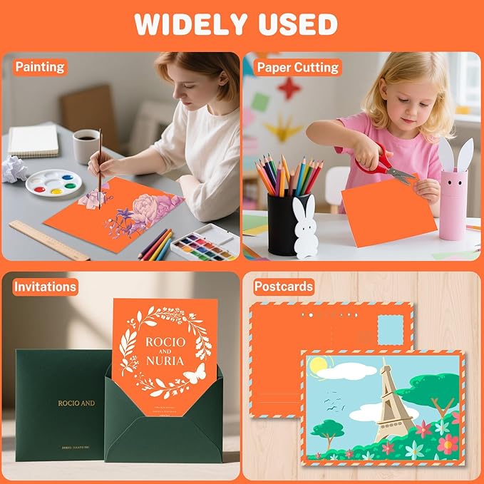 Cardstock 8.5 X 11, 40 Sheets, Pumpkin Orange Card Stock, 75lb/ 200gsm Orange - Image 7
