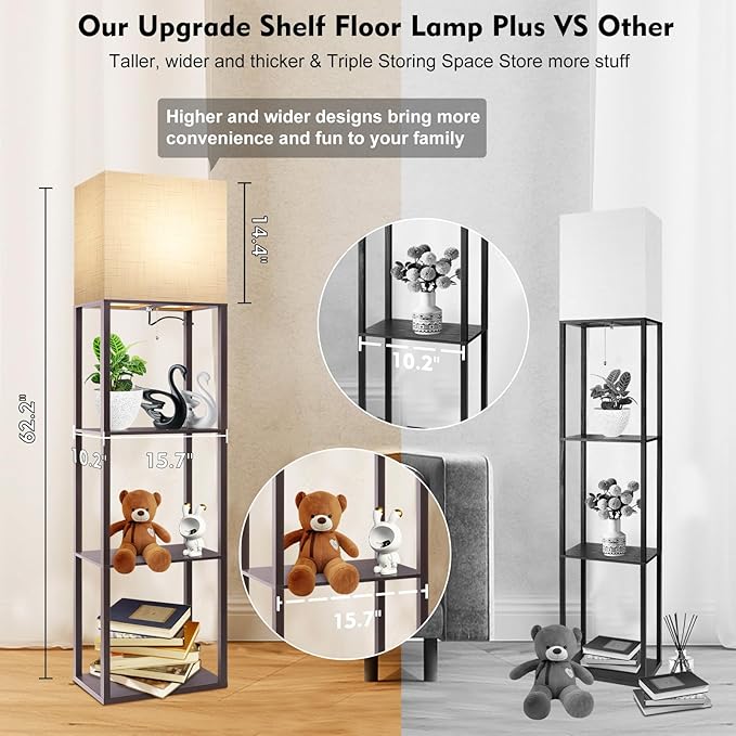 RUNTOP Plus - Floor Lamp with Shelves, Wide Shelf Lamp, Shelf Floor Lamp with - Image 8