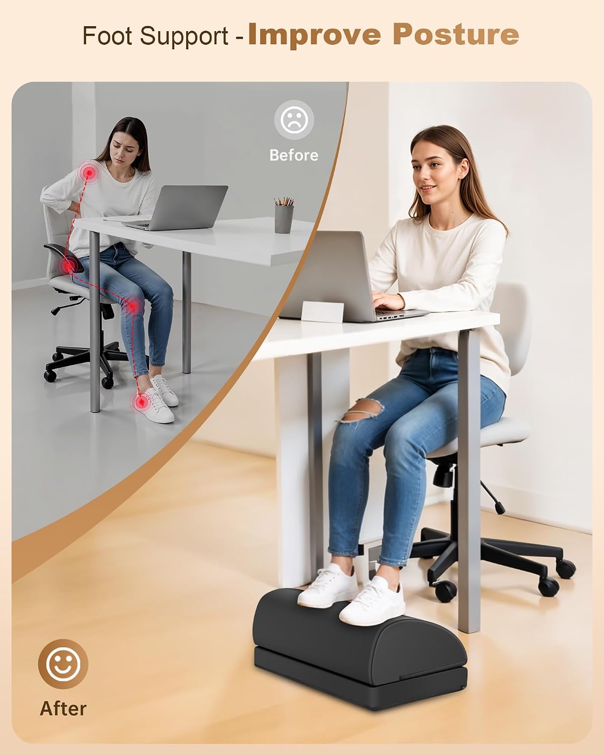 Beleduc Heated Foot Rest Under Desk at Work,Ergonomic Under Desk Foot Stool